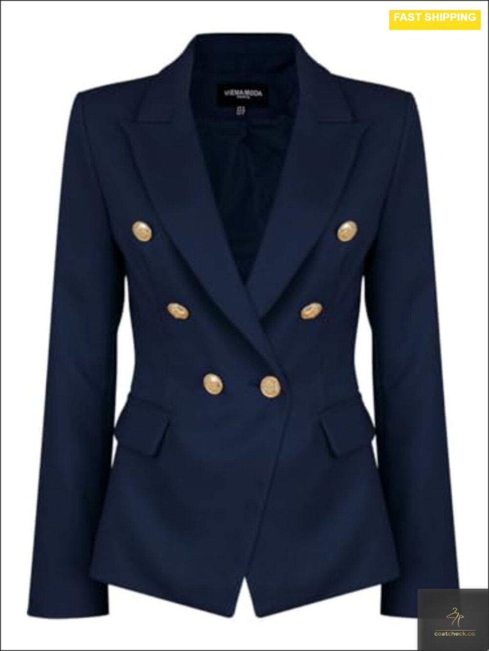 Women's Double Breasted Military Blazer Jacket Suit Coat
